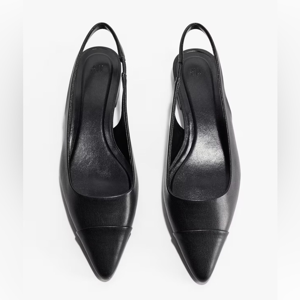 H&M Black Pointed Toe Slingback Flats